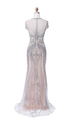 Luxurious Mermaid Halter Rhinestones Prom Party Gowns with Tassel Sparkle Formal Evening Dresses-showprettydress