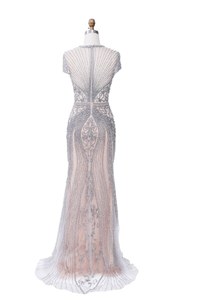 Luxurious Mermaid Halter Rhinestones Prom Party Gowns with Tassel Sparkle Formal Evening Dresses-showprettydress