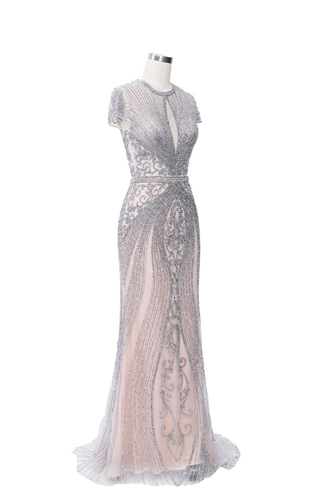 Luxurious Mermaid Halter Rhinestones Prom Party Gowns with Tassel Sparkle Formal Evening Dresses-showprettydress