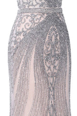 Luxurious Mermaid Halter Rhinestones Prom Party Gowns with Tassel Sparkle Formal Evening Dresses-showprettydress