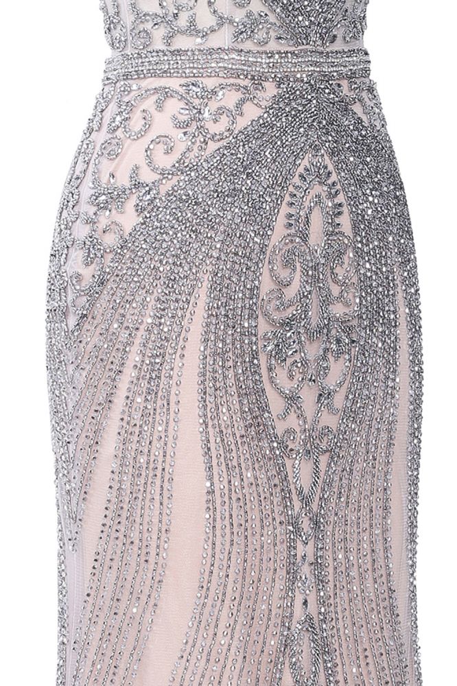 Luxurious Mermaid Halter Rhinestones Prom Party Gowns with Tassel Sparkle Formal Evening Dresses-showprettydress