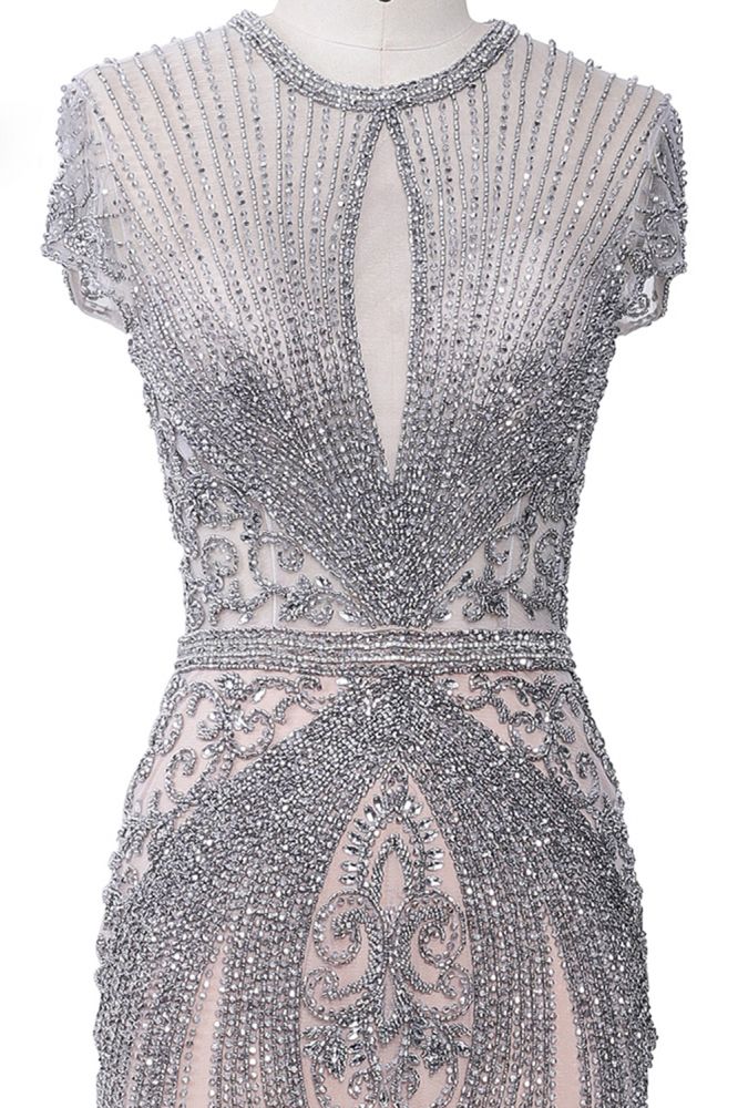 Luxurious Mermaid Halter Rhinestones Prom Party Gowns with Tassel Sparkle Formal Evening Dresses-showprettydress