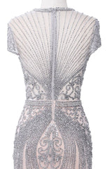 Luxurious Mermaid Halter Rhinestones Prom Party Gowns with Tassel Sparkle Formal Evening Dresses-showprettydress