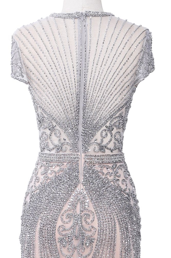 Luxurious Mermaid Halter Rhinestones Prom Party Gowns with Tassel Sparkle Formal Evening Dresses-showprettydress