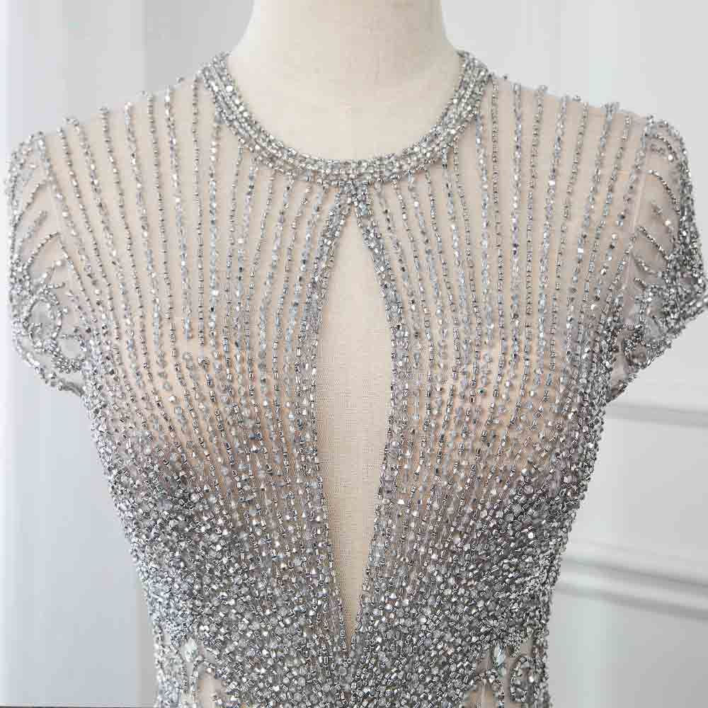 Luxurious Mermaid Halter Rhinestones Prom Party Gowns with Tassel Sparkle Formal Evening Dresses-showprettydress