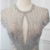 Luxurious Mermaid Halter Rhinestones Prom Party Gowns with Tassel Sparkle Formal Evening Dresses-showprettydress