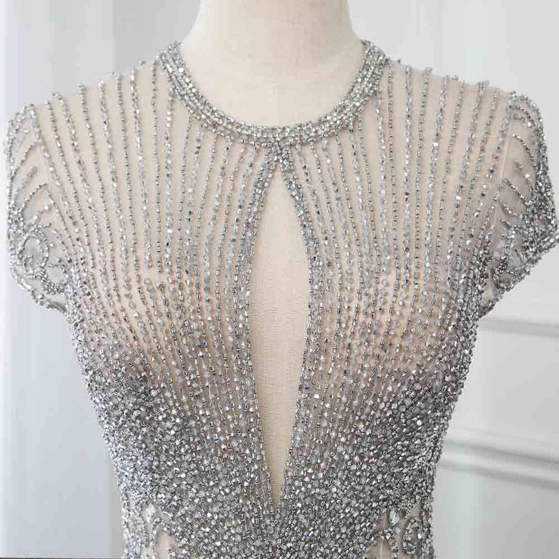 Luxurious Mermaid Halter Rhinestones Prom Party Gowns with Tassel Sparkle Formal Evening Dresses-showprettydress