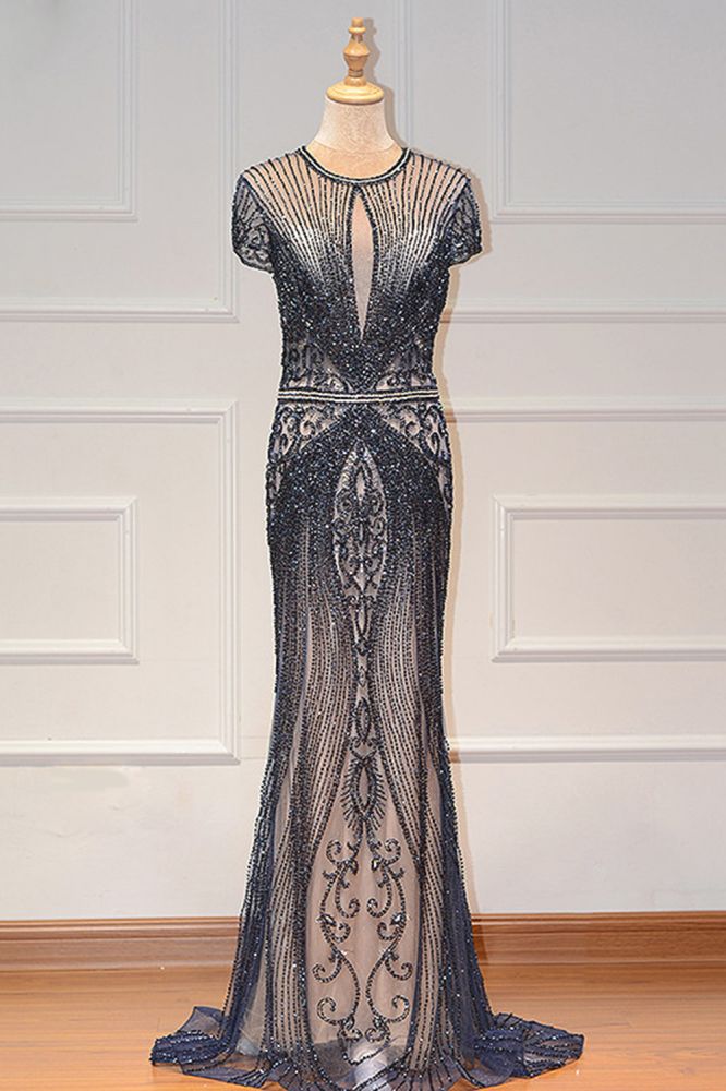 Luxurious Mermaid Halter Rhinestones Prom Party Gowns with Tassel Sparkle Formal Evening Dresses-showprettydress