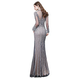 Luxurious Sparkle Cap sleeves High neck Beads Long Prom Dresses-showprettydress