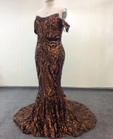 Luxurious Strapless Mermaid Golden Appliques Evening Dresses-showprettydress