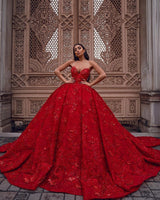 Luxurious Sweetheart ladies ball gowns evening dresses 3D-Floral Print Sweep Train-showprettydress