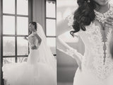 Mermaid Deep V-neck Floor Length Tulle Applique Wedding Dress-showprettydress