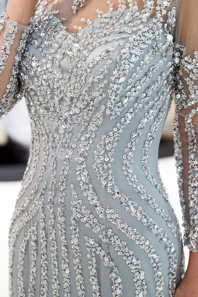 Mermaid Sequined Pattern Long Sleevess Evening Dresses-showprettydress