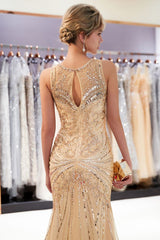 Mermaid Sleeveless Long Evening Dresses with Gorgeous Beading-showprettydress