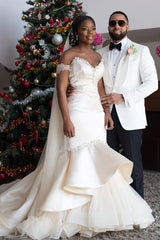 Mermaid Sweetheart Floor Length Charmeuse Beaded Wedding Dress-showprettydress