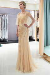 Mermaid Sweetheart Illusion Neckline Sequins Beading Evening Dresses-showprettydress