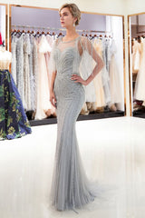 Mermaid Sweetheart Illusion Neckline Sequins Beading Evening Dresses-showprettydress