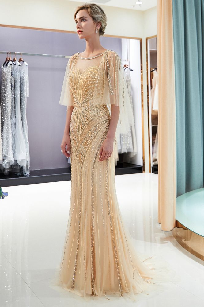Mermaid Sweetheart Illusion Neckline Sequins Beading Evening Dresses-showprettydress