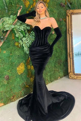 Mermaid Sweetheart Strapless Sleeveless Floor-length Prom Dress-showprettydress