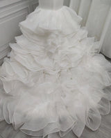 Mermaid V-neck Long Train Chiffon Lotus Leaf Hem Wedding Dress-showprettydress