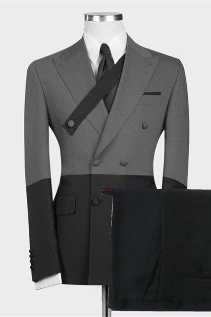 Modern Gray and Black Slim Fit Classic Men Suits Online-showprettydress
