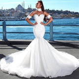 Modern Mermaid Sweetheart Modern Wedding Dresses Lace Dresses for Weddings with Choker-showprettydress