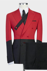 Modern Red Double Breasted Slim Fit Classic Men Suits for Prom-showprettydress