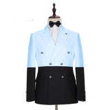 Modern Sky Blue Double Breasted Men Suits with Peaked Lapel-showprettydress