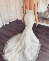 Modern V neck Sleeveless Lace Overskirt Bridal Gowns For Wedding New Arrival-showprettydress