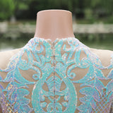 Modest Long Sleeves Mermaid V-neck Sequined Formal Prom Dresses-showprettydress