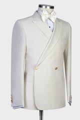 New in White Peaked Lapel Slim Fit Men Suits for Wedding-showprettydress