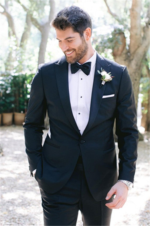 New Slim Fit Peaked Lapel Prom Mens Suits One Button Wedding Tuxedos Online-showprettydress