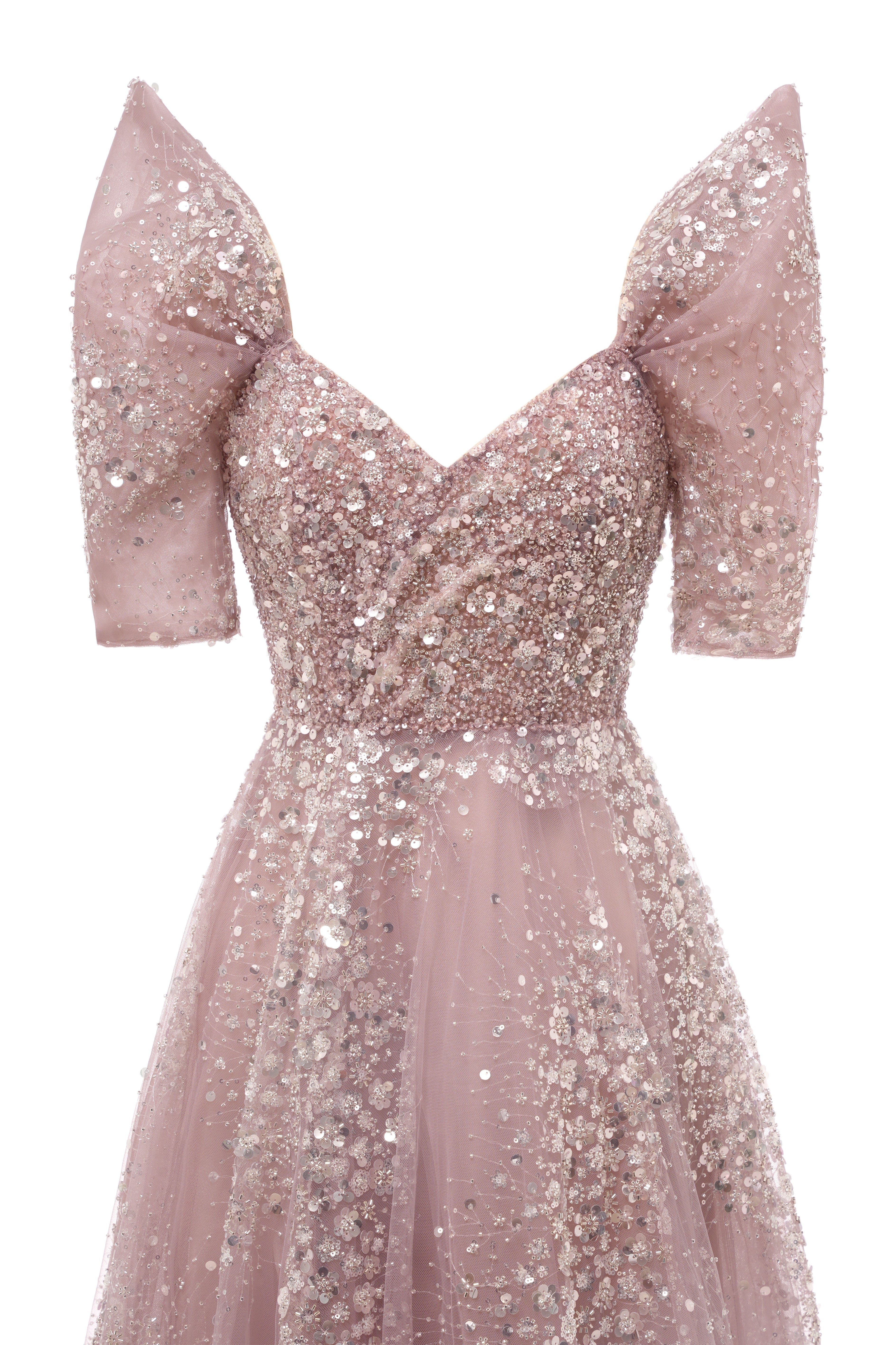 Off the shoulder Dusty Pink A-line Belt Evening Dresses-showprettydress