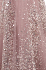 Off the shoulder Dusty Pink A-line Belt Evening Dresses-showprettydress