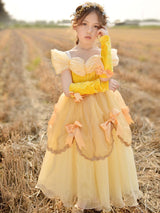 Off The Shoulder Korean Velvet Sleeveless Ankle Length A-line Pleated Formal Kids Princess Dresses-showprettydress