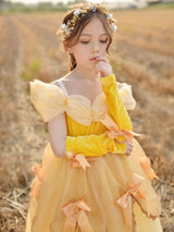 Off The Shoulder Korean Velvet Sleeveless Ankle Length A-line Pleated Formal Kids Princess Dresses-showprettydress