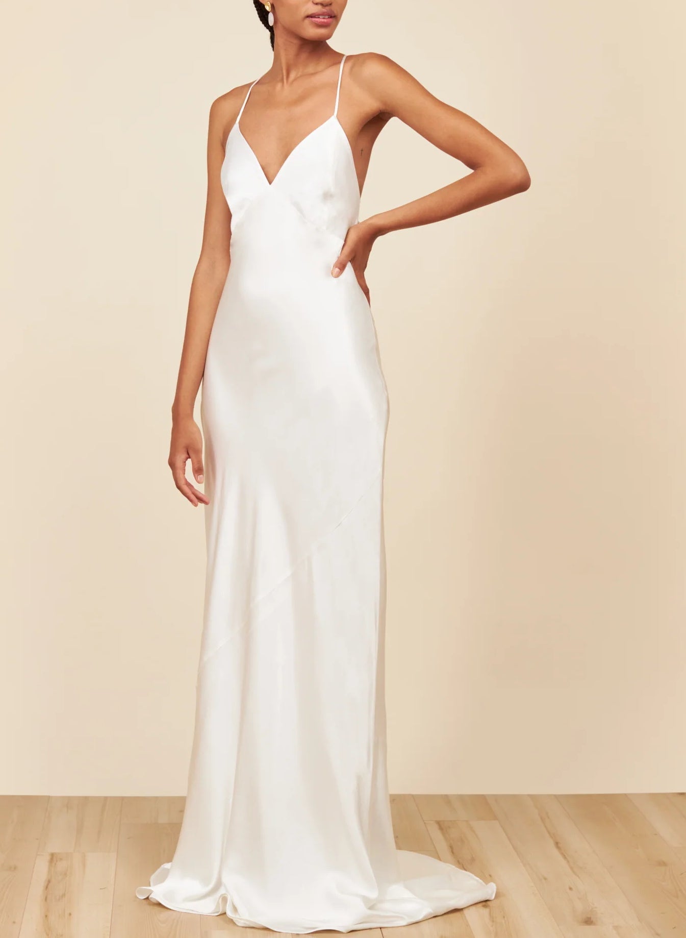 Open Back Silk Like Satin Wedding Dresses Spaghetti Straps-Showprettydress