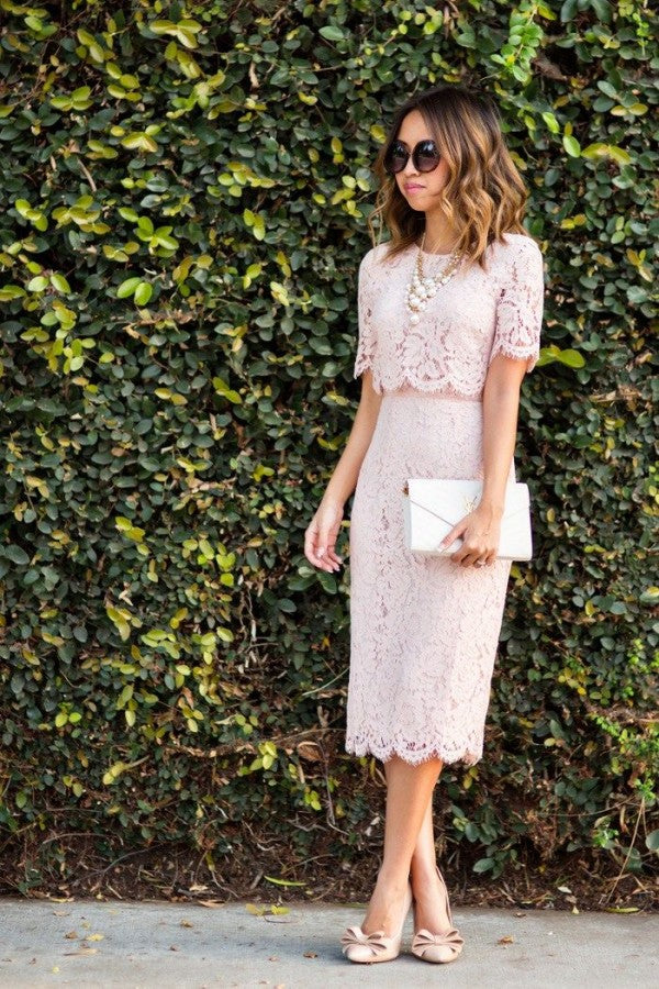 Pink Column 1/2 Sleeve Summer Homecoming Dress On Sale-showprettydress