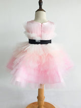 Pink Satin Fabric Sleeveless Short Princess Kids Party Dresses-showprettydress