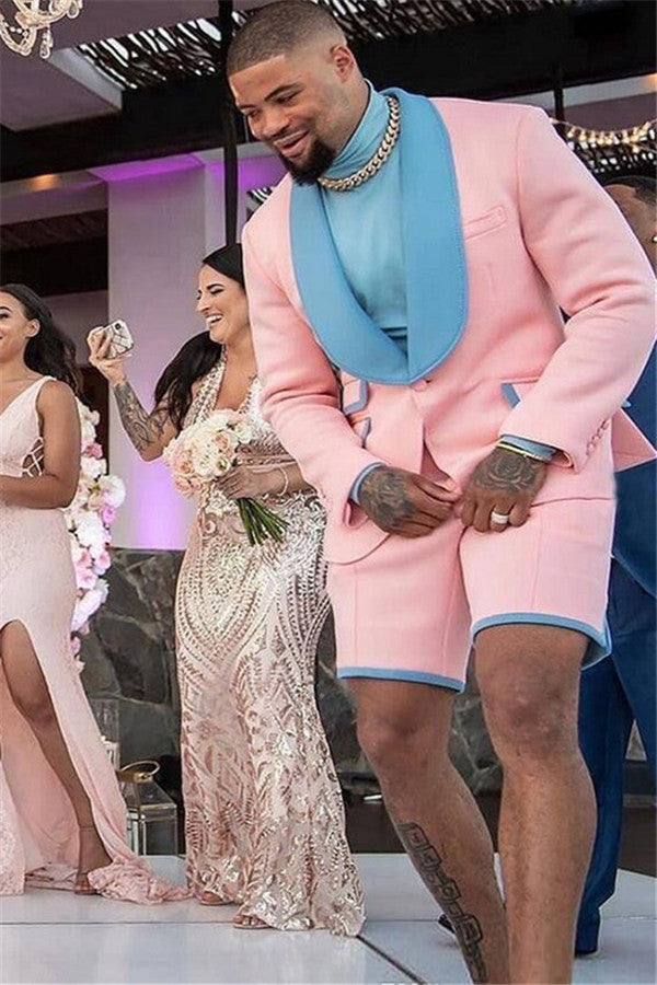 Pink Shawl Lapel One Button Custom design Wedding Suits for Men-showprettydress