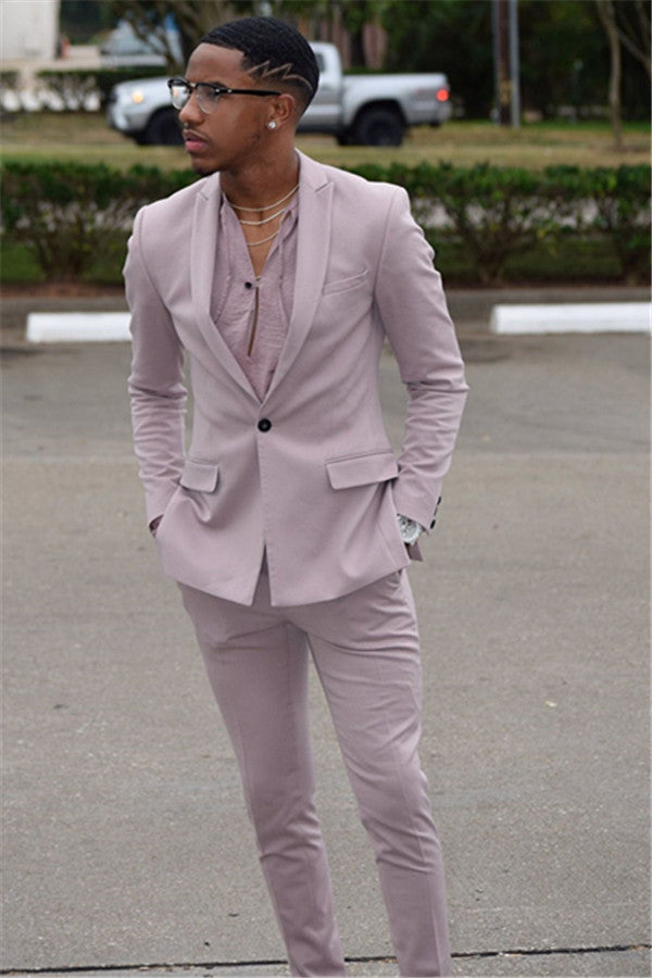 Pink Slim Fit Prom Party Suit One Button Designer Men Suit-showprettydress