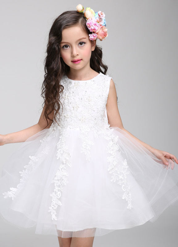 Princess flower girl dress Lace Tulle Short Beading Toddler'S Pageant Dress-showprettydress