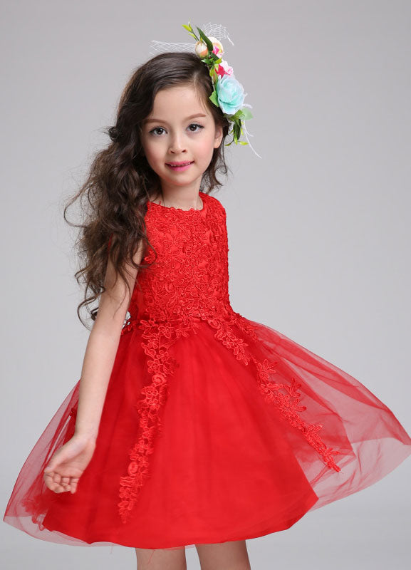Princess flower girl dress Lace Tulle Short Beading Toddler'S Pageant Dress-showprettydress