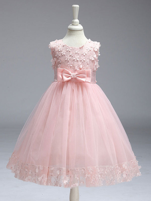 Princess Lilac Purple Lace Tulle Ribbon Bows Kids Tutu Party Dress-showprettydress