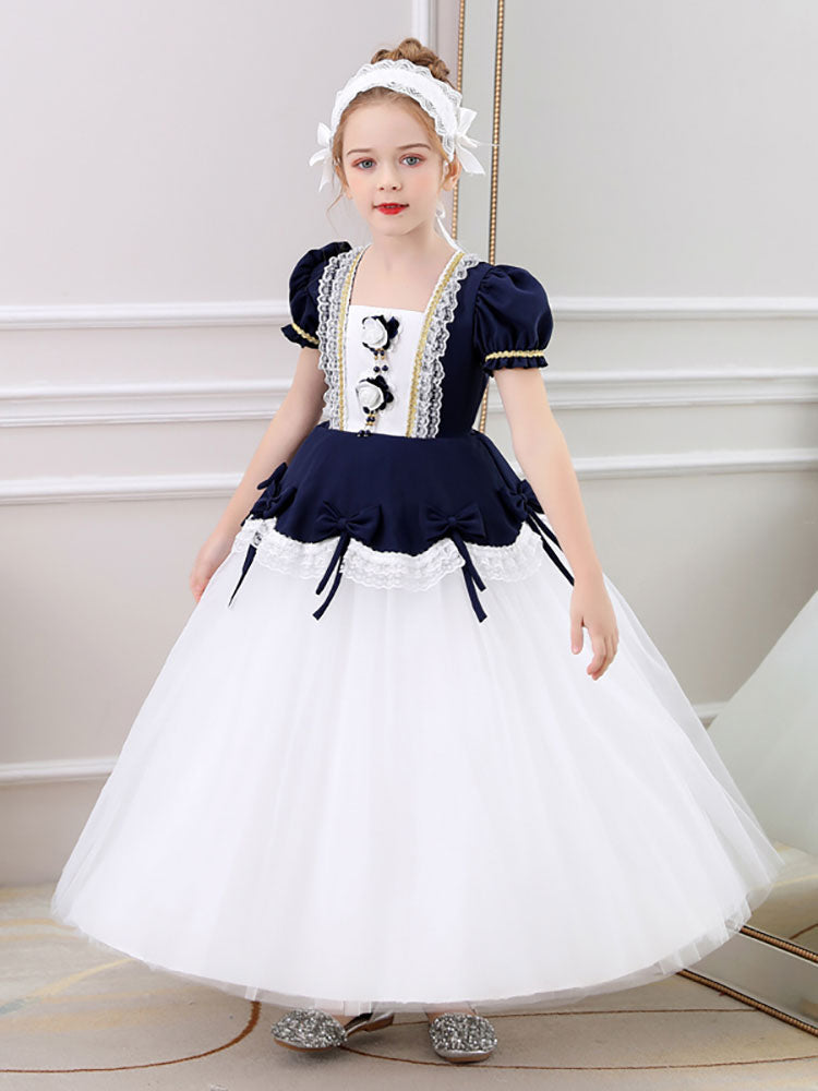 Red Jewel Neck Polyester Short Sleeves Short A-Line Embroidered Formal Kids Pageant flower girl dresses-showprettydress