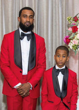 Red One Button Shawl Lapel Wedding Groom Mens Suit Online-showprettydress