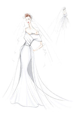 Retro White Wedding Dress With Train Satin Off The Shoulder Pleated Mermaid Bridal Gowns-showprettydress