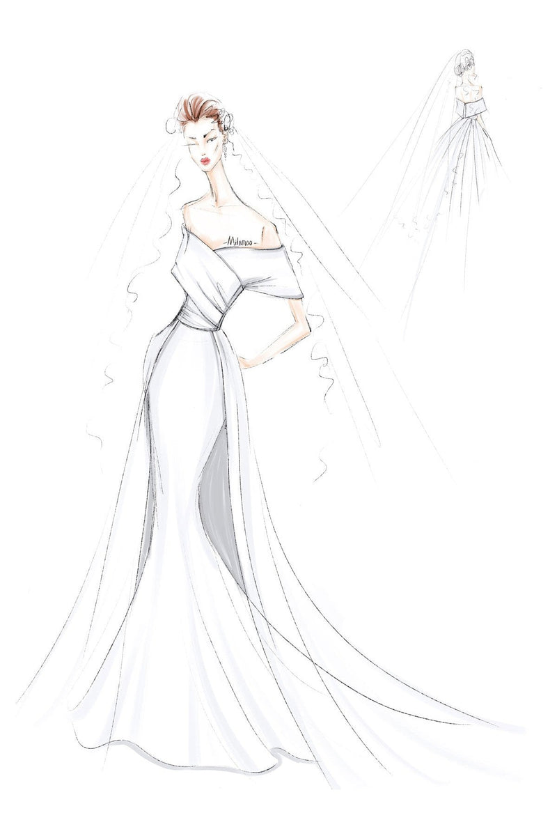 Retro White Wedding Dress With Train Satin Off The Shoulder Pleated Mermaid Bridal Gowns-showprettydress