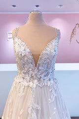 Romantic Long A-Line Sweetheart Appliques Lace Tulle Wedding Dress-showprettydress