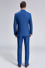 Romantic Plaid Royal Blue Mens Suits for Business-showprettydress